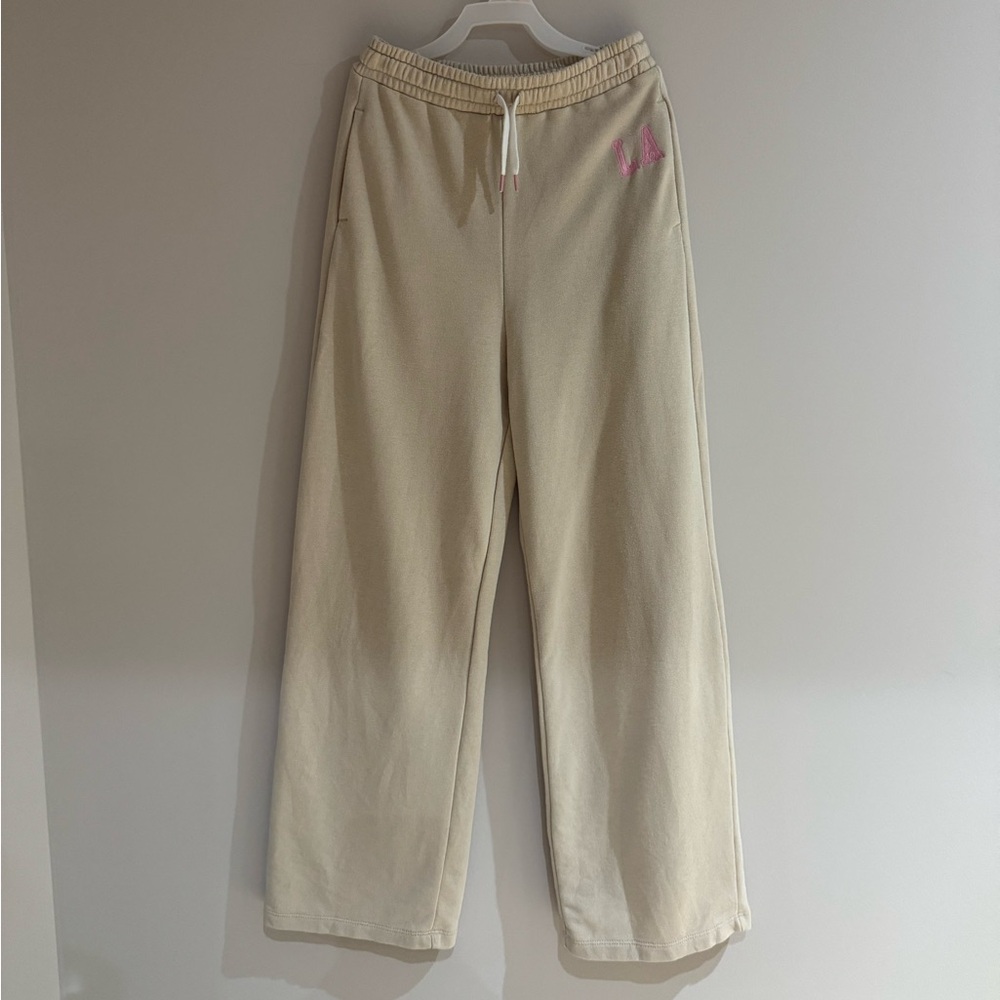H&M cream and pink sweatpants in size 14